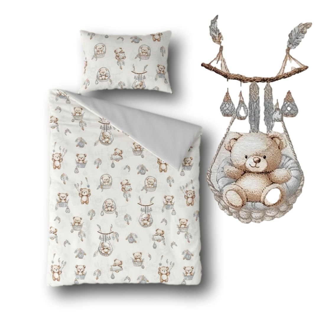 Pościel dla niemowlaka do łóżeczka 100x75 Misie boho beż