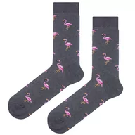 Skarpetki męskie - Skarpety szare w flamingi EM 66 - EM Men's Accessories - miniaturka - grafika 1