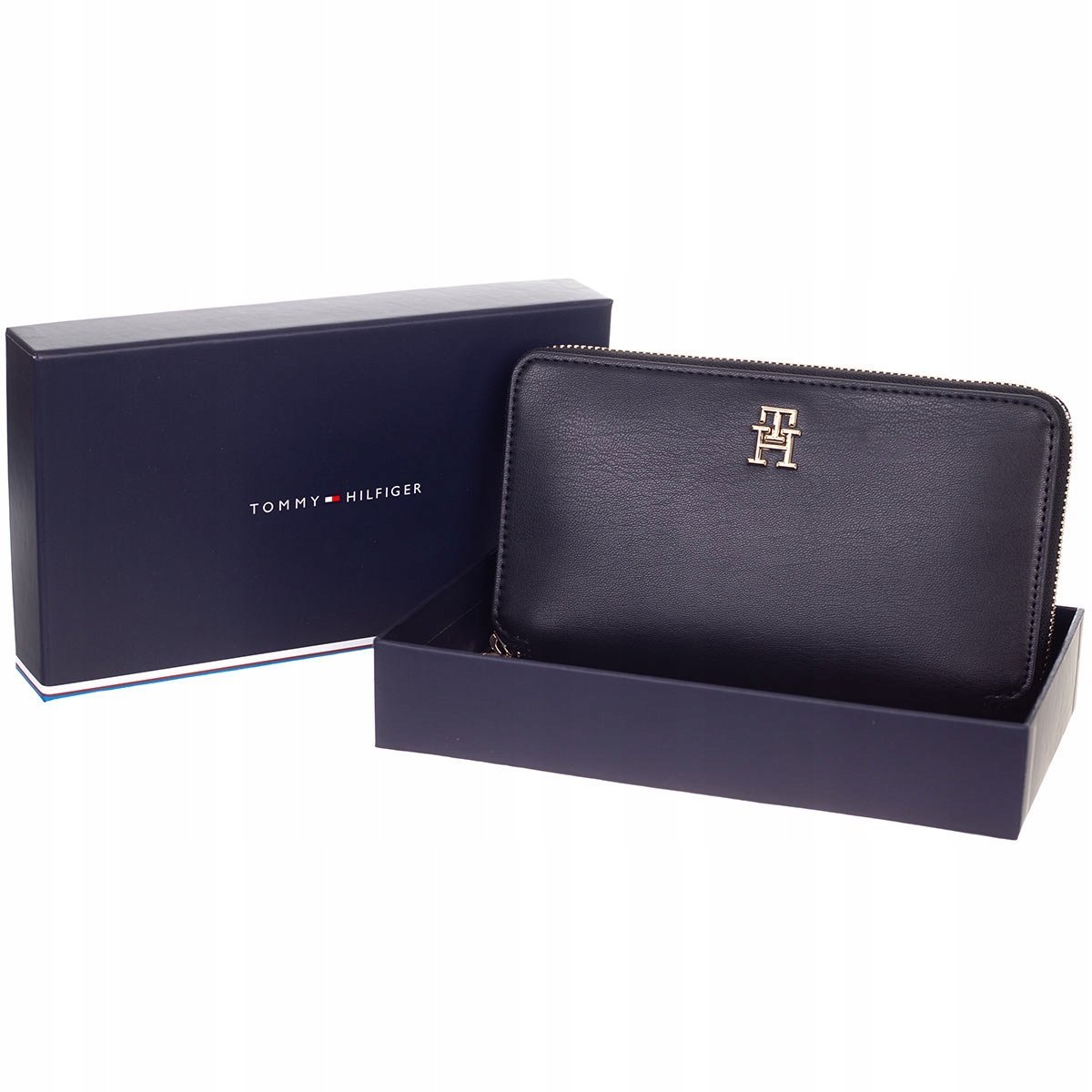 Tommy hilfiger portfel damski iconic tommy large za czarny