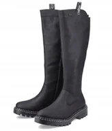 Kozaki damskie - RIEKER DAMSKIE KOZAKI CZARNE NA ZAMEK KLASYCZNE 37 Ż_A - miniaturka - grafika 1