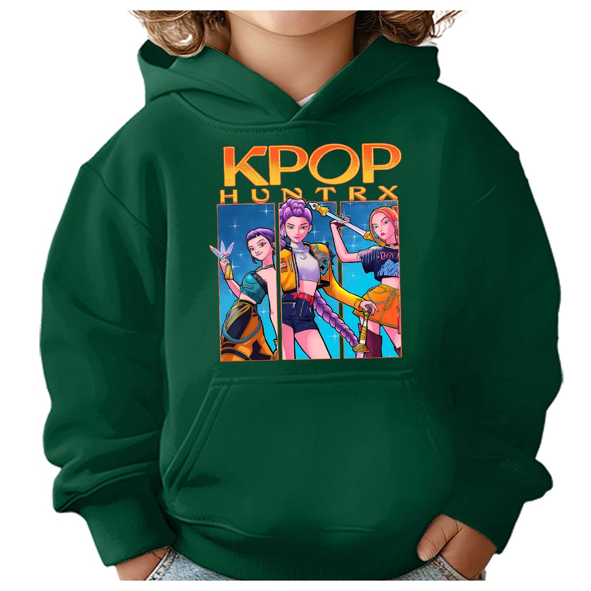 BLUZA DZIECIĘCA K-POPOWE ŁOWCZYNIE DEMONÓW HUNTRIX 134-140 Z KAPTUREM