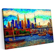 Plakaty - Obraz na płótnie 140x100cm New York Nowy Jork Panorama Sztuka Malarstwo - miniaturka - grafika 1