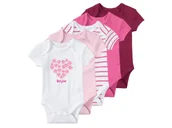 Body dla niemowląt - lupilu® Body dziewczęce z bawełny organicznej, 5 sztuk (Fioletowy/różowy/ciemnoróżowy/biały, 50/56) - miniaturka - grafika 1