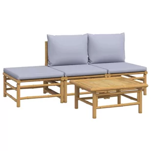 4-cz. zestaw mebli do ogrodu, jasnoszare poduszki, bambus vidaXL - Meble ogrodowe - miniaturka - grafika 4