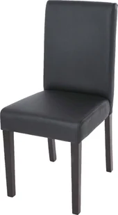 Krzesło do jadalni Littau, krzesło kuchenne Krzesło, imitacja skóry ~ czarny mat, ciemne nogi - Krzesła - miniaturka - grafika 1