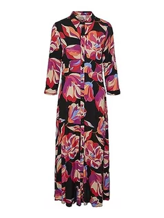 Sukienki - YAS Damska sukienka Yassavanna Long Shirt Dress S. Noos, Czarny/Aop: nadruk kwiatowy, S - grafika 1