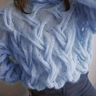 Swetry damskie - TEMU Damski sweter z wycięciami Casualowy, z wysokim dekoltem, długim rękawem, luźny krój, wczesnowiosenny, jednolity , elastyczny materiał - miniaturka - grafika 1