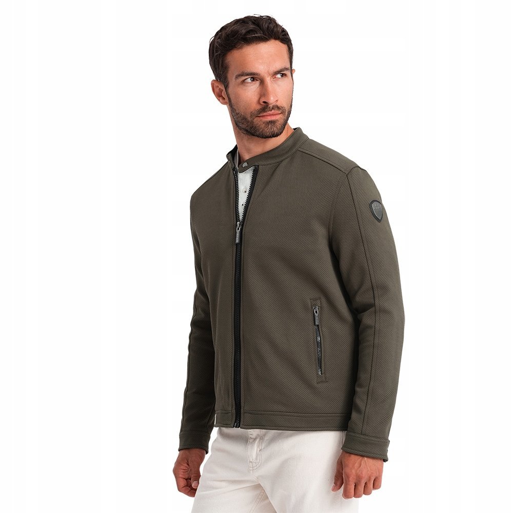 Kurtka męska BIKER tkaninowa ciemnooliwkowa V1 OM-JANP-0138 XL