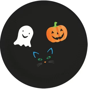 Talerzyki na Halloween Duszek, Kot i Dynia - 18 cm - 6 szt. - Halloween - miniaturka - grafika 1
