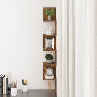 Lumarko Ścienna półka narożna, przydymiony dąb, 20x20x127,5 cm - Półki do salonu - miniaturka - grafika 7