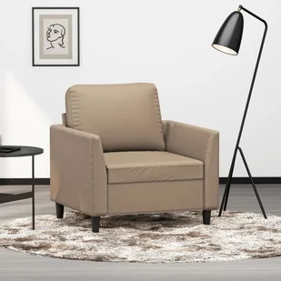 vidaXL Fotel, kolor cappuccino, 60 cm, obity sztuczną skórą - Fotele - miniaturka - grafika 1