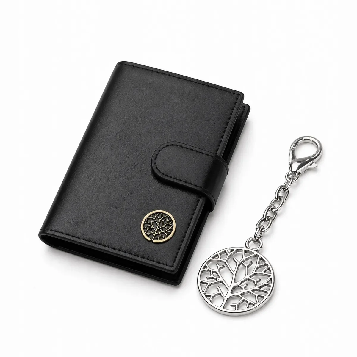 Zestaw portfel skórzany męski RFID + brelok metalowy elegancki