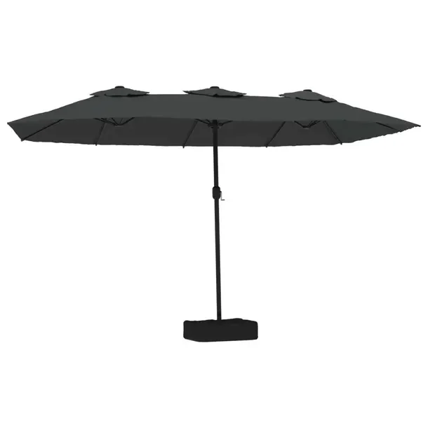 Podwójny Parasol Ogrodowy z LED, Antracytowy, 449x265x245 cm