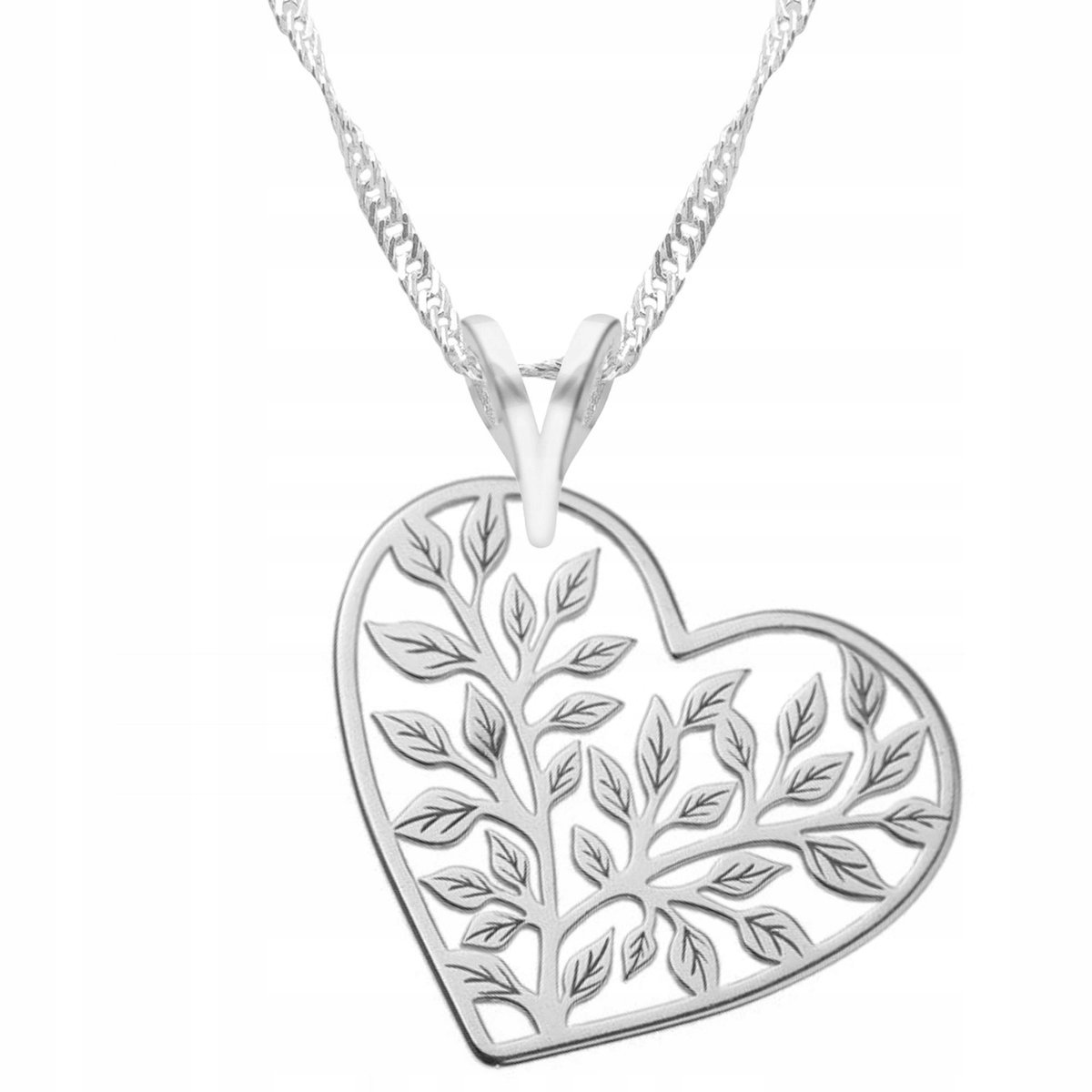 Naszyjnik Srebrny z Ażurowym Sercem Serduszko Ażurowe Serce SREBRO 925