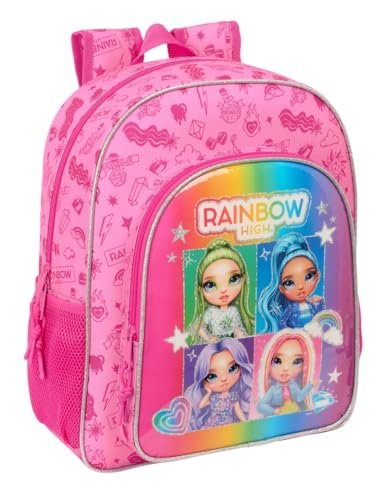 RAINBOW HIGH SHINE - Plecak szkolny dla dzieci, plecak dziecięcy, odpowiedni do wózka, idealny dla dzieci w wieku szkolnym, wygodny i wszechstronny, jakość i wytrzymałość, 32 x 12 x 38 cm, Biały, M,