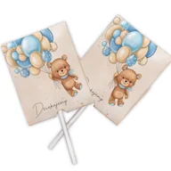 Gumy do żucia, lizaki, dropsy - LIZAKI podziękowanie na Roczek i Chrzest Miś i baloniki błękit 10szt - miniaturka - grafika 1