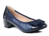 Czółenka - Czółenka damskie buty na niskim obcasie skórzane granat Caprice 22307 -36 - miniaturka - grafika 1