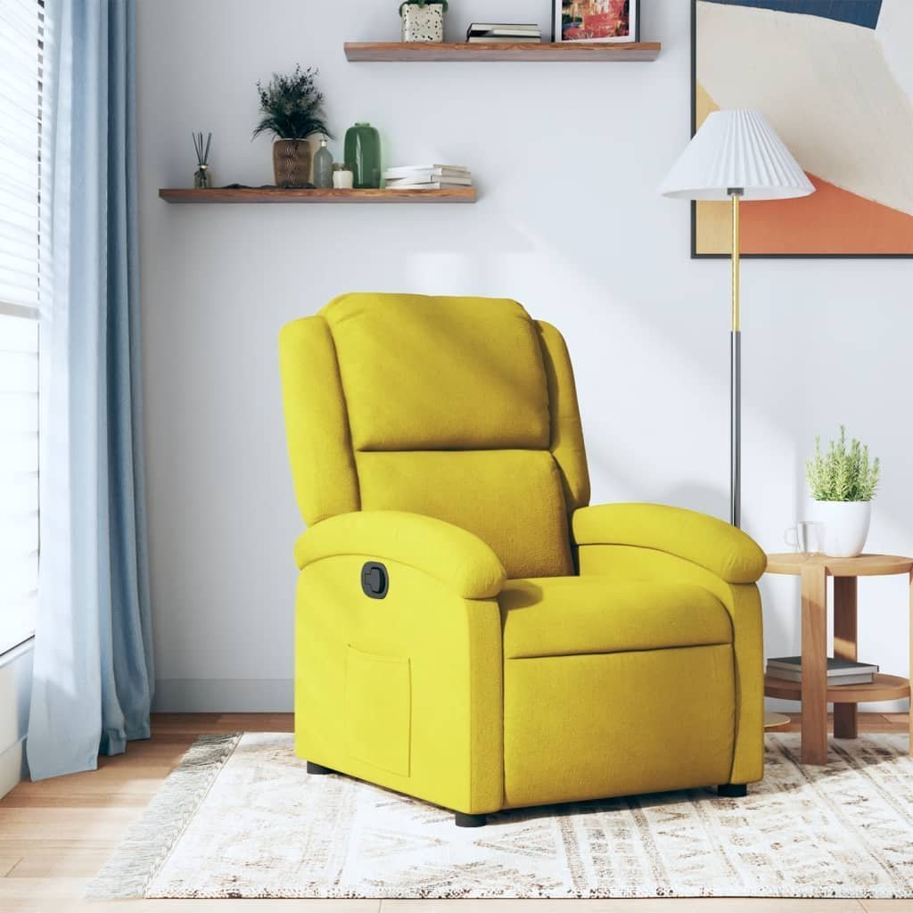 vidaXL vidaXL Fotel rozkładany, żółty, obity aksamitem