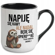 Kubki - KUBEK CZARNY COFFE PREZENT DO PRACY NAPIJE SIĘ KAWY URODZINY IMIENINY WZ - miniaturka - grafika 1