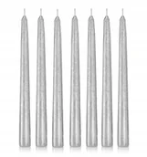 Świece - Świece stołowe stożek kokon 24 cm szt. 12 srebrne - miniaturka - grafika 1