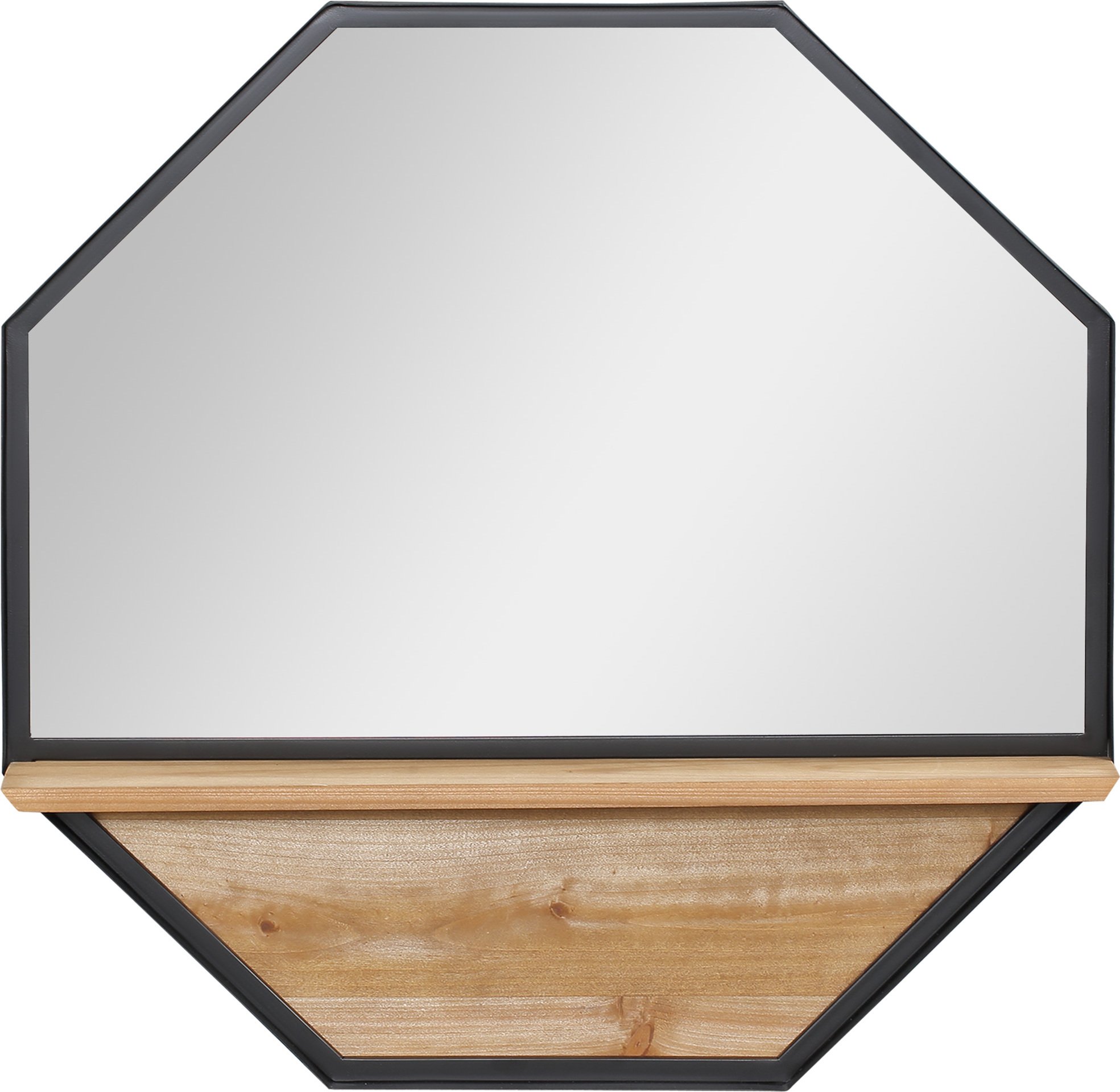 HOMCOM 61 x 61 cm ośmiokątne lustro ścienne wiszące lustro do salonu lustro z półką industrialny design do sypialni czarny