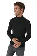 Bluzy męskie - Trendyol Męska bluza z golfem, gładka dopasowana bluza (2 sztuki), antracyt/czarny, S - miniaturka - grafika 1