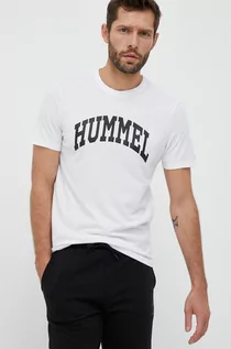 Koszulki męskie - Hummel t-shirt bawełniany kolor biały z nadrukiem - grafika 1