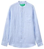 Koszule męskie - United Colors of Benetton Koszula męska, Niebieski Fantazja W Paski 933, XL - miniaturka - grafika 1