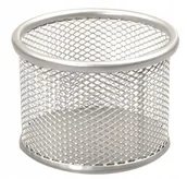 Przyborniki na biurko - TETIS Przybornik okrągły średni srebrny AA074TET - miniaturka - grafika 1