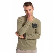 Koszulki męskie - Longsleeve męski z printem w kształcie kieszonki oliwkowy V2 OM-LSPT-0118 L - miniaturka - grafika 1