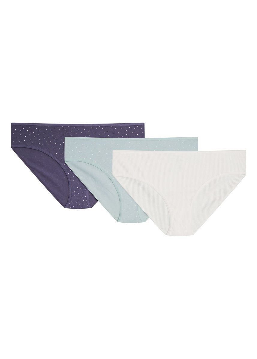 Majtki figi Mia-Mia 3-pak Esotiq fioletowy, miętowy, kremowy S
