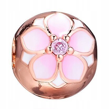 Charms Różowy Kwiat Flower różowe złoto srebro 925