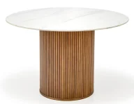 Stoły - Okrągły stół z lamelami z marmurkowym blatem A0-F72 - miniaturka - grafika 1