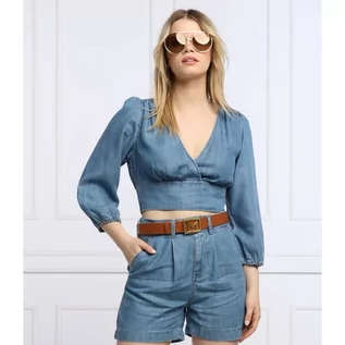 Bluzki damskie - GUESS Bluzka LIEZEL | Cropped Fit | denim - grafika 1