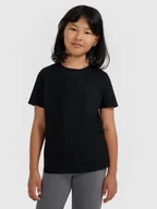 Koszulki dla dziewczynek - 4F T-shirt regular gładki dziewczęcy - czarny 122 (6-7 lat) - miniaturka - grafika 1