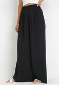Spodnie damskie - Czarne Szerokie Spodnie z Gumką w Talii Bohdi - miniaturka - grafika 1