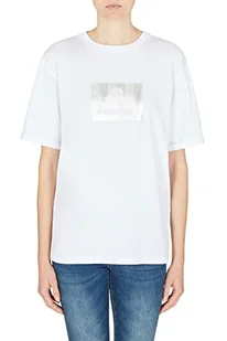 Armani Exchange Damska koszulka z krótkim rękawem, regularny krój, logo na przodzie, biała, bardzo duża, biały, XL - Koszulki i topy damskie - miniaturka - grafika 1