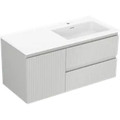 Szafki łazienkowe - Mexen Rivel szafka łazienkowa 100 cm z umywalką Otis prawą, 2S, 1D, ryflowana, szara/biała mat - 91A23-10047-3-BBFFF62-W18P01 - miniaturka - grafika 1