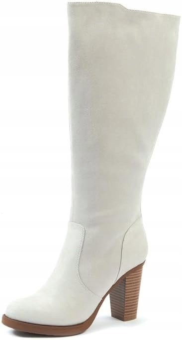 Gabylou Damskie Szare Kozaki na Słupku Gładkie 38 Joa