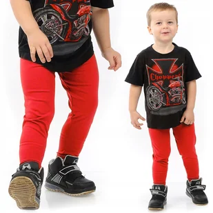 Getry chłopięce Długie legginsy Spodnie Czerwone 134 - Legginsy - miniaturka - grafika 1
