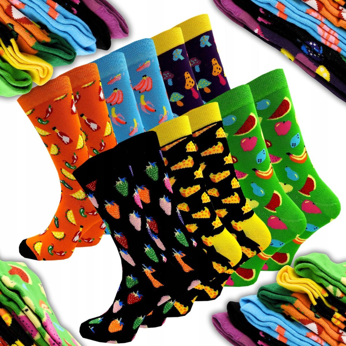 6 x Skarpety Męskie Kolorowe Skarpetki Bawełniane Śmieszne Wzory 44-46