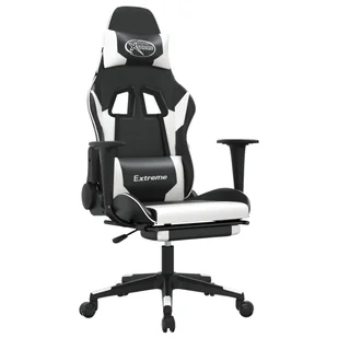 Fotel gamingowy czarno-biały 67x58x(118-128) cm - Fotele gamingowe - miniaturka - grafika 1