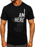 Koszulki męskie - Czarny bawełniany t-shirt męski z nadrukiem Bolf 0404T - miniaturka - grafika 1