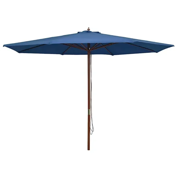 Parasol ogrodowy niebieski 350 x 240 cm, słupek 48 mm, drewno, UV
