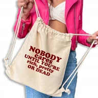 Plecaki worki - WOREK-PLECAK BEŻOWY Do Szkoły Na Buty NOBODY CARES Mix Wzorów - miniaturka - grafika 1