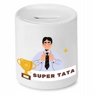 Skarbonki - SKARBONKA DLA TATY SUPER TATA SUPER DAD PREZENT z Nadrukiem ze Zdjęciem - miniaturka - grafika 1