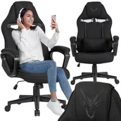 Fotele gamingowe - Krzesło Obrotowe Biurowe VIDAL Fotel Biurowy Obrotowy Gamingowy Czarny - miniaturka - grafika 1