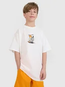Koszulki dla chłopców - 4F T-shirt oversize z nadrukiem chłopięcy - biały 122 (6-7 lat) - miniaturka - grafika 1