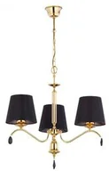 Lampy sufitowe - LAMPA WISZĄCA trzypunktowa czarne klosze złote wykończenie styl glamour EGIDA EG 3 ms Jupiter - miniaturka - grafika 1