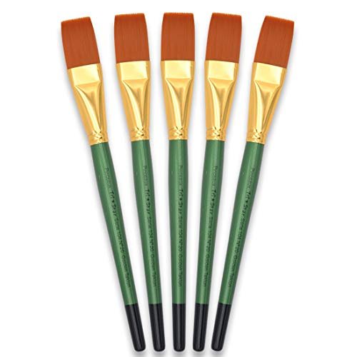 Tristar Seria 104 Zestaw 5 pędzli syntetycznych płaskich nr 20 Taklon Złoty/Zielony Rękaw